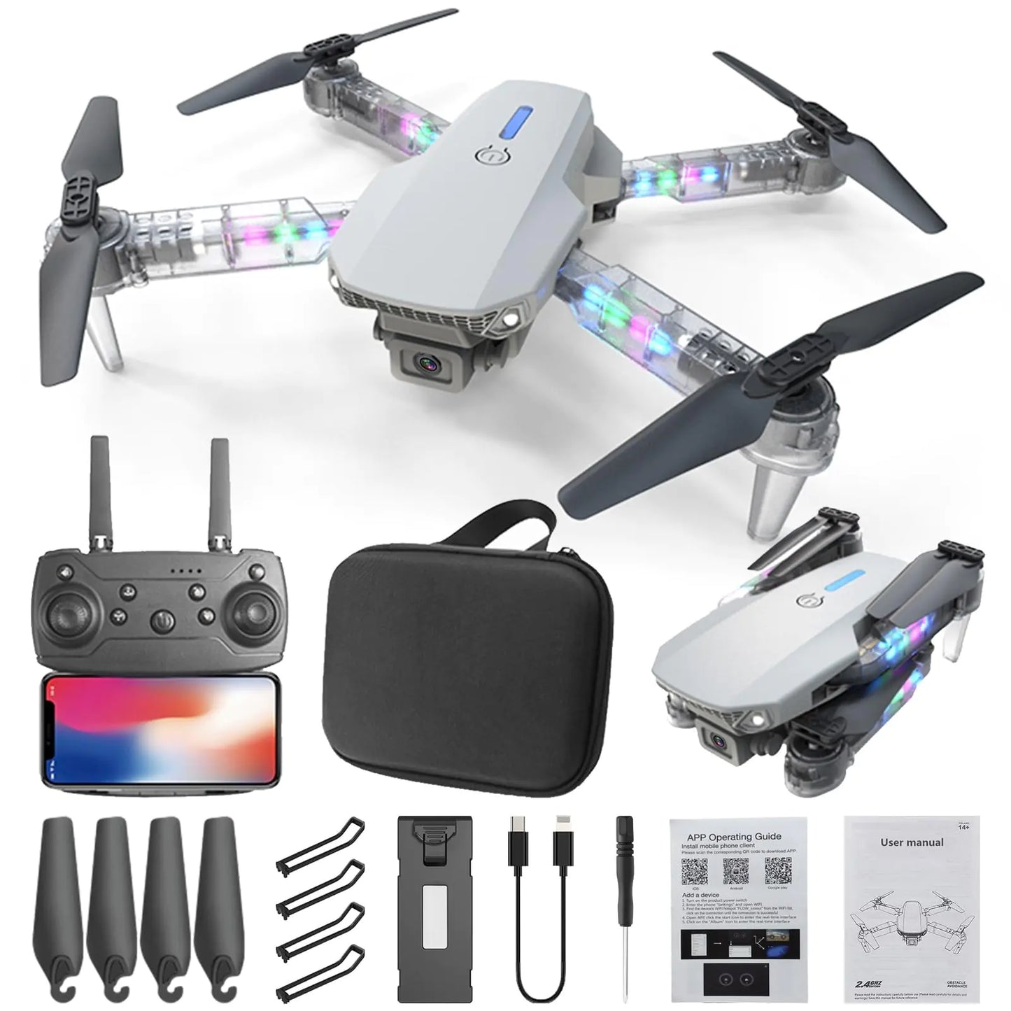 SkyJourney 1080P WiFi Foldable Drone with Transparent Arms
